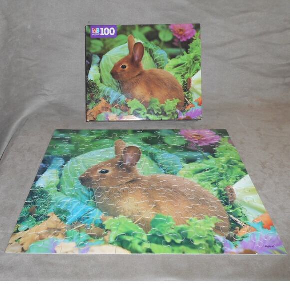 Vintage 1996 Cute Bunny Rabbit Milton Bradley Junior Puzzle 4828-17 Complete - Picture 2 of 9